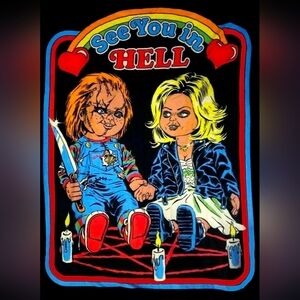 Loot Crate Bride of Chucky Blanket - Red and Black